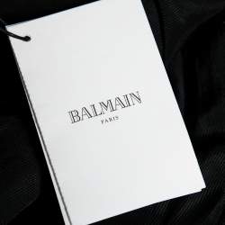 Pre Owned Balmain Black Leather Zip Front Biker Jacket M