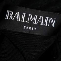 Pre Owned Balmain Black Leather Zip Front Biker Jacket M
