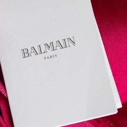 Pre Owned Balmain Pink Knit Ruched Sleeveless Bodysuit S