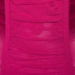Pre Owned Balmain Pink Knit Ruched Sleeveless Bodysuit S