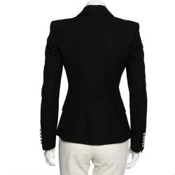 Pre Owned Balmain Black Wool Crepe Double Breasted Blazer S