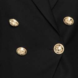 Pre Owned Balmain Black Wool Crepe Double Breasted Blazer S