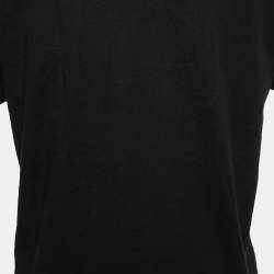 Pre Owned Balmain Black Logo Printed Cotton Short Sleeve T-Shirt XS
