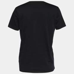 Pre Owned Balmain Black Logo Printed Cotton Short Sleeve T-Shirt XS