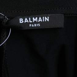 Pre Owned Balmain Black Logo Printed Cotton Short Sleeve T-Shirt XS