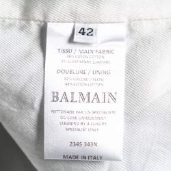 Pre Owned Balmain Light Blue Denim Belted Long Vest L