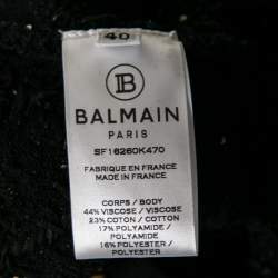 Pre Owned Balmain Black Sequin Embellished Boucle Cold Shoulder Short Dress M