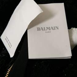 Pre Owned Balmain Black Sequin Embellished Boucle Cold Shoulder Short Dress M