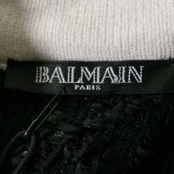 Pre Owned Balmain Black Sequin Embellished Boucle Cold Shoulder Short Dress M