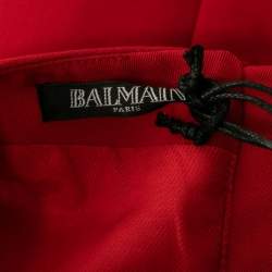 Pre Owned Balmain Red Wool Double Breasted Sleeveless Blazer Dress M