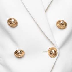 Pre Owned Balmain White Wool Double Breasted Blazer S