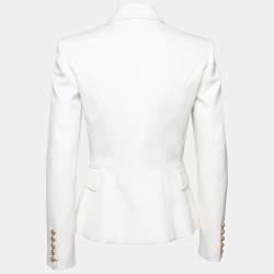 Pre Owned Balmain White Wool Double Breasted Blazer S