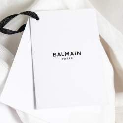 Pre Owned Balmain White Wool Double Breasted Blazer S