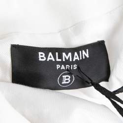 Pre Owned Balmain White Wool Double Breasted Blazer S