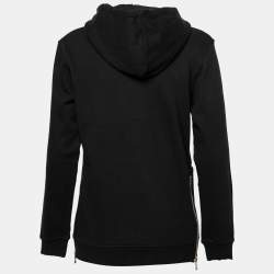 Pre Owned Balmain Black Logo Printed Cotton Zip Detail Hoodie S