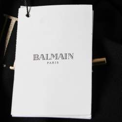 Pre Owned Balmain Black Logo Printed Cotton Zip Detail Hoodie S
