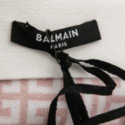 Pre Owned Balmain Pink Jacquard Lurex Knit Mini Skirt M