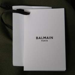 Pre Owned Balmain Olive Green Cotton Double Breasted Belted Blazer M