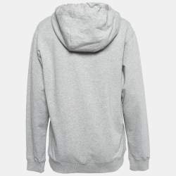 Pre Owned Balmain Grey Logo Printed Hooded Sweatshirt L