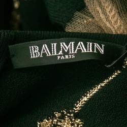 Balmain Black Stretch-Knit Metallic Tulle Paneled Bodysuit L