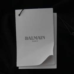 Pre Owned Balmain Black Cotton Rhinestone Embellished Hooded Sweatshirt S