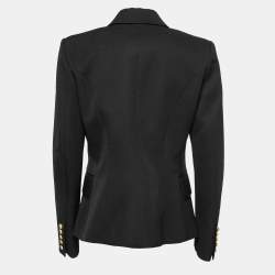 Pre Owned Balmain Black Wool Crepe Double-Breasted Blazer L