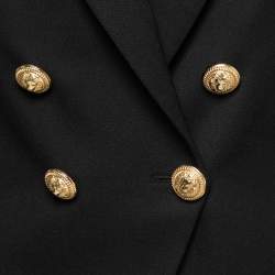 Pre Owned Balmain Black Wool Crepe Double-Breasted Blazer L