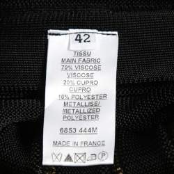 Pre Owned Balmain Black/Gold Ribbed Lurex Knit Midi Skirt L