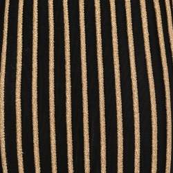 Pre Owned Balmain Black/Gold Ribbed Lurex Knit Midi Skirt L