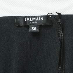 Pre Owned Balmain Black Jersey Button Detailed Swimsuit M