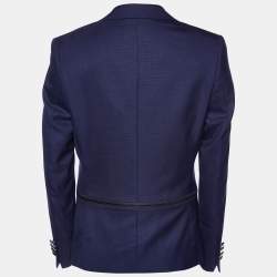 Pre Owned Balmain Navy Blue Wool Zip Detail Slim Fit Jacket M