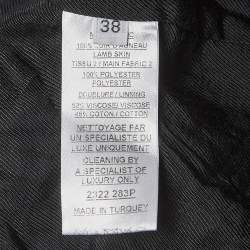 Balmain Blue Suede and Leather Long Zip-Up Jacket M