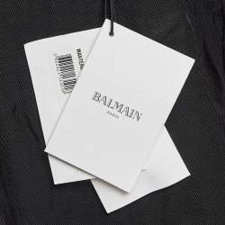 Balmain Blue Suede and Leather Long Zip-Up Jacket M
