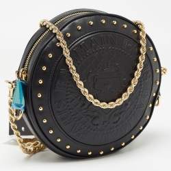 Pre Owned Balmain Black Leather Disco Crossbody Bag