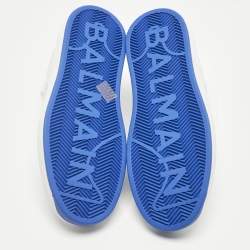 Pre Owned حذاء رياضي بالمان جلد أربط أبيض / أزرق مقاس 37