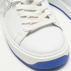 Pre Owned حذاء رياضي بالمان جلد أربط أبيض / أزرق مقاس 37