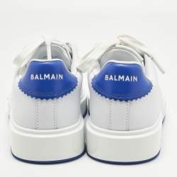 Pre Owned حذاء رياضي بالمان جلد أربط أبيض / أزرق مقاس 37