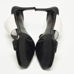 مملوكة مسبقًا Balmain Size 39 Black/White Leather Slide Sandals