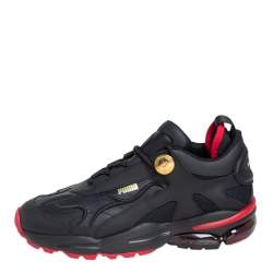 Puma x Balmain Black Leather and Mesh Cell Stellar Low Sneakers Size 39