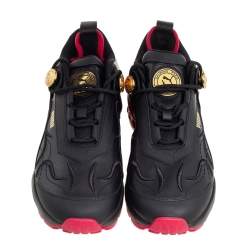 Puma x Balmain Black Leather and Mesh Cell Stellar Low Sneakers Size 39