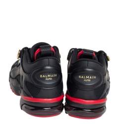 Puma x Balmain Black Leather and Mesh Cell Stellar Low Sneakers Size 39