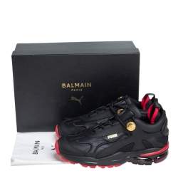 Puma x Balmain Black Leather and Mesh Cell Stellar Low Sneakers Size 39