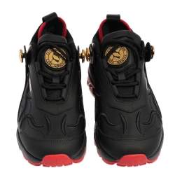 Pre Owned Puma x Balmain Black Leather and Fabric Cell Stellar Sneakers Size 37