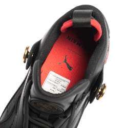 Pre Owned Puma x Balmain Black Leather and Fabric Cell Stellar Sneakers Size 37