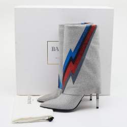 Pre Owned Balmain Multicolor Glitter Leather Babette Flash Ankle Boots Size 36