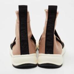 Pre Owned Balmain Pink Knit Fabric Cameron Sock Sneakers Size 39