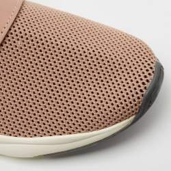 Pre Owned Balmain Pink Knit Fabric Cameron Sock Sneakers Size 39