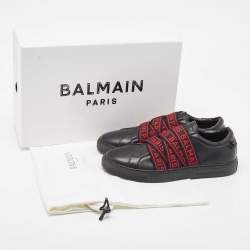 Balmain Black Leather Slip On Sneakers Size 39
