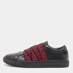 Balmain Black Leather Slip On Sneakers Size 39