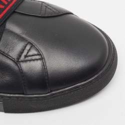 Balmain Black Leather Slip On Sneakers Size 39